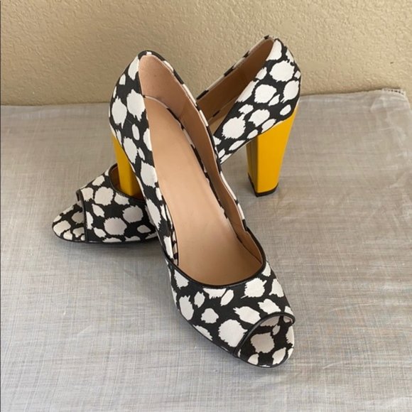 black and white spotted shoes